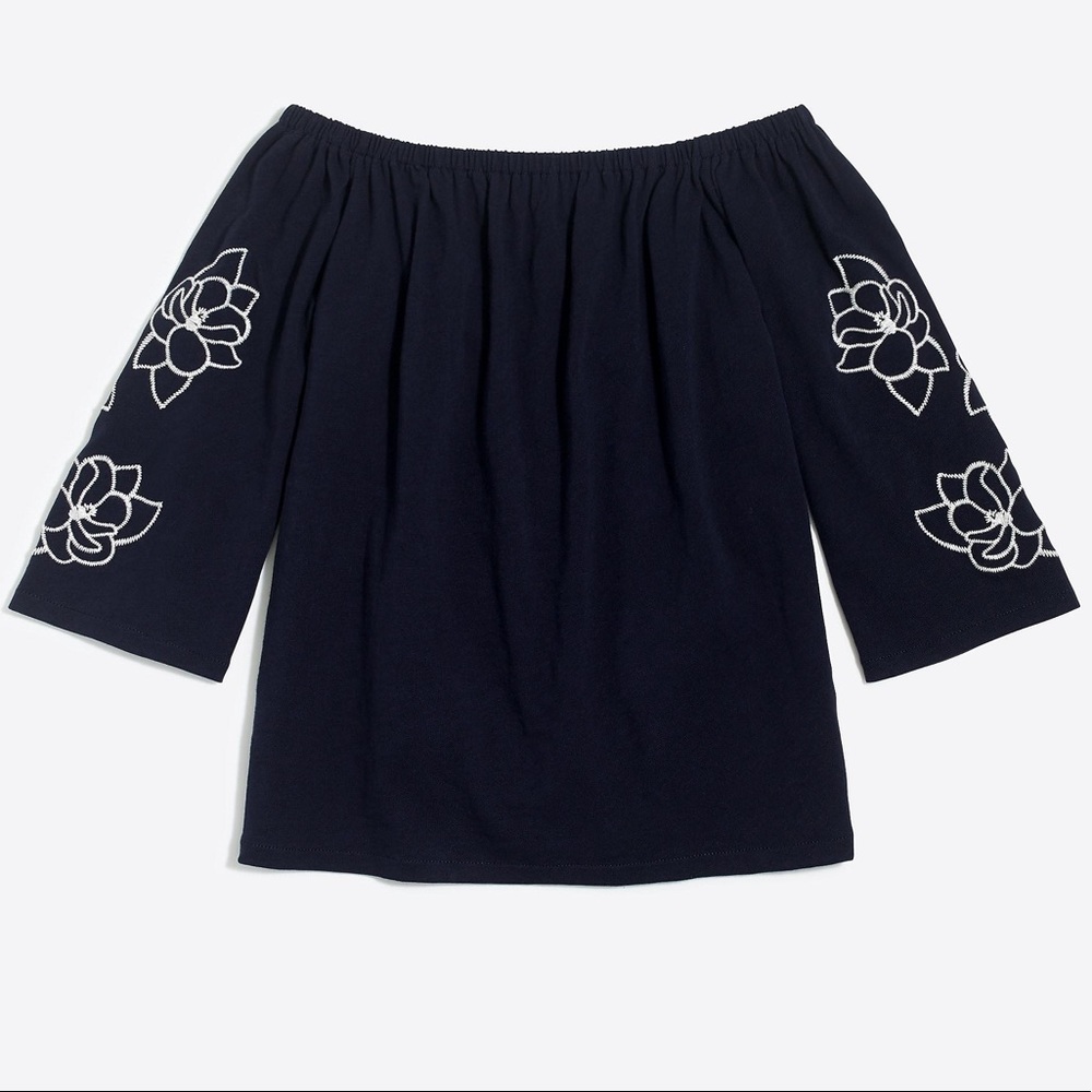EUC J.Crew Embroidered Off the Shoulder Top